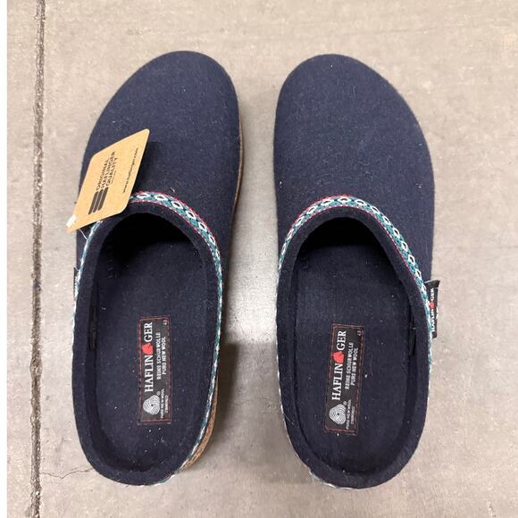 Haflinger NEW Grizzly in Navy Clog Slipper EU 43 US 10 Fall Winter Cozy Lounge - Picture 2 of 7